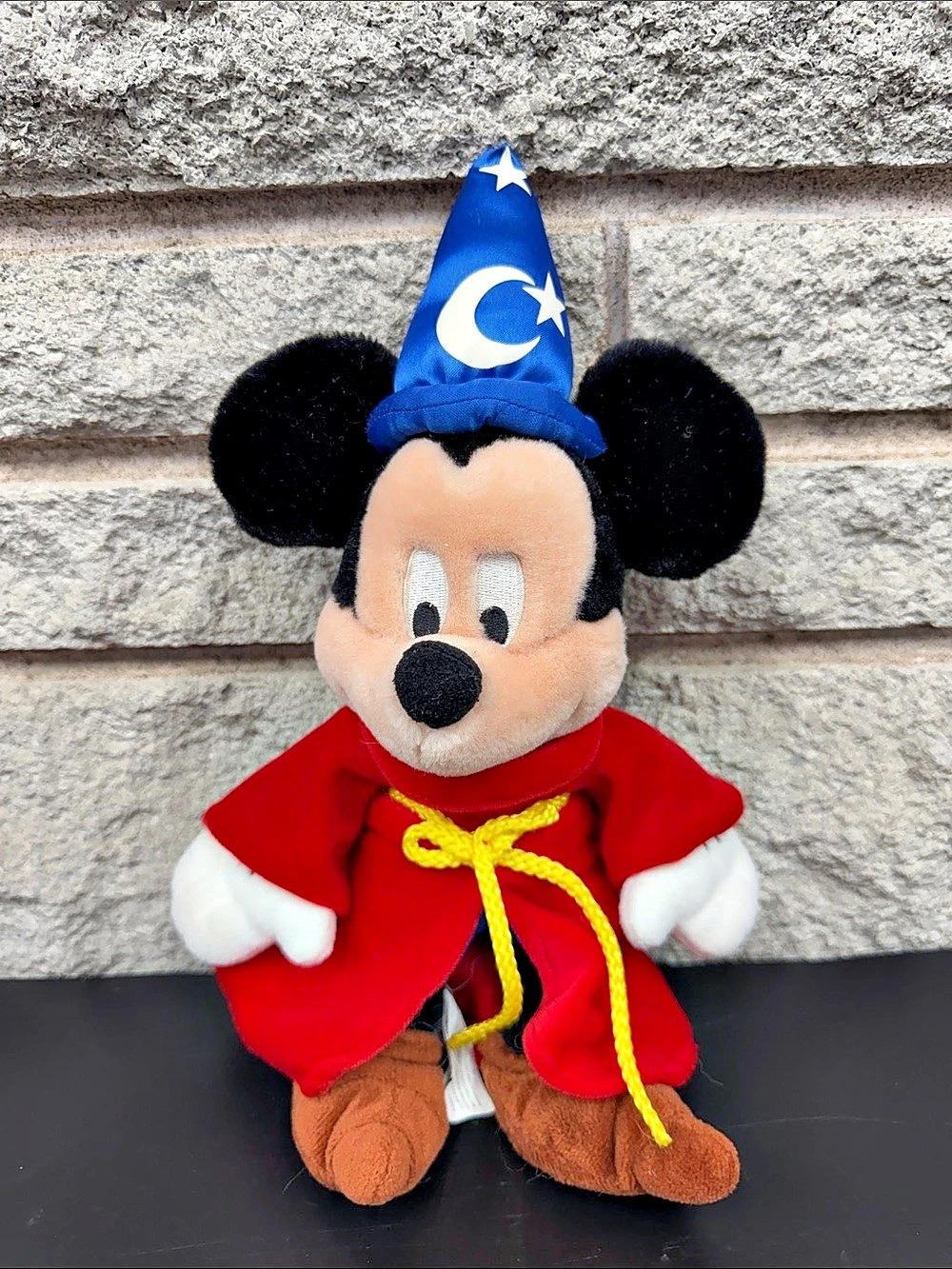 Disney World Fantasia Sorcerer Mickey Mouse 13” Plush Wizard Red Robe